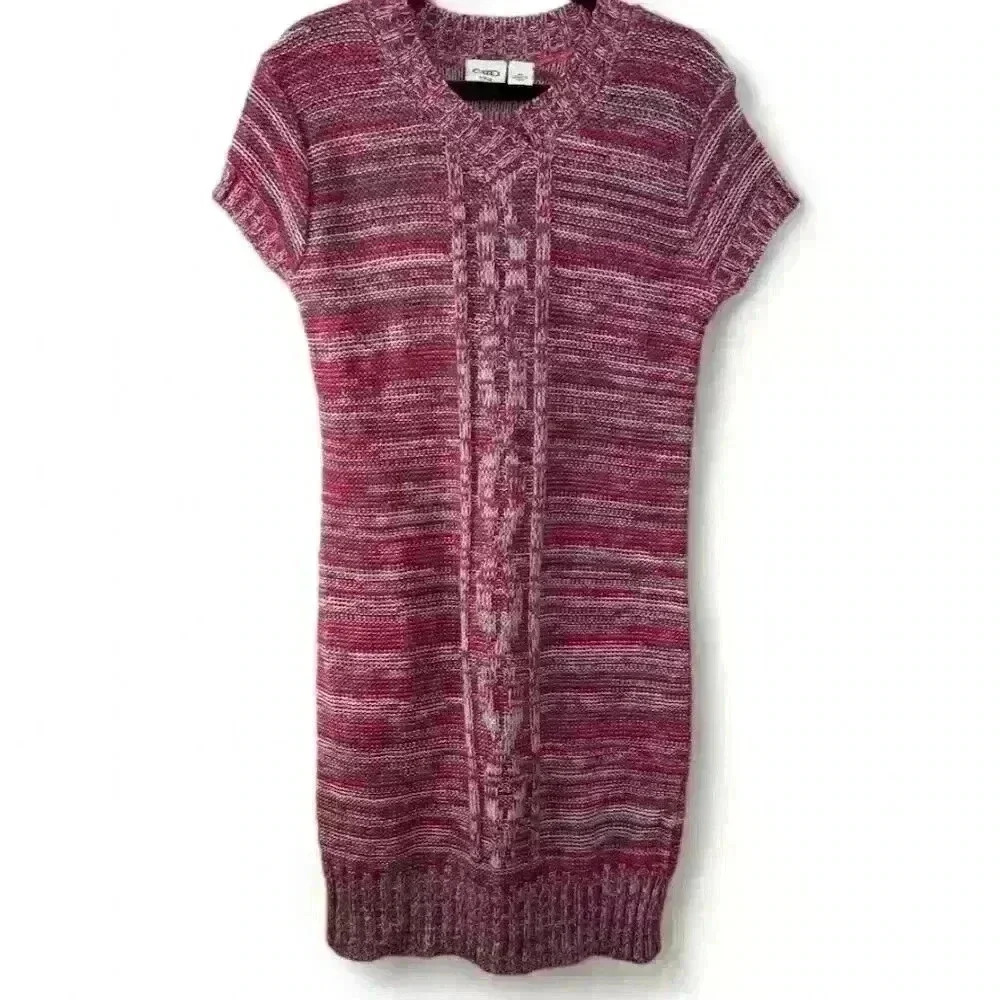 Cato Girls Pink Knit Sweater Dress Knee Length Short Sleeve-Size XL